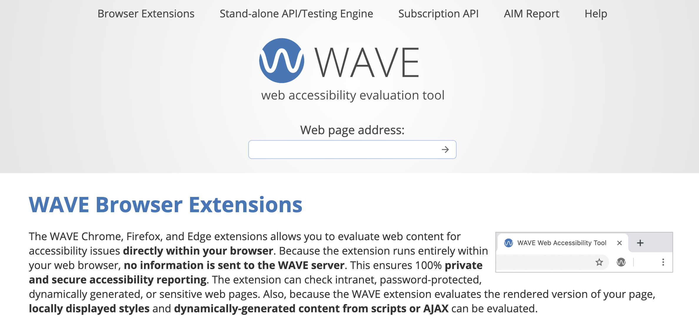 WAVE Chrome, Firefox, and Edge Extensions